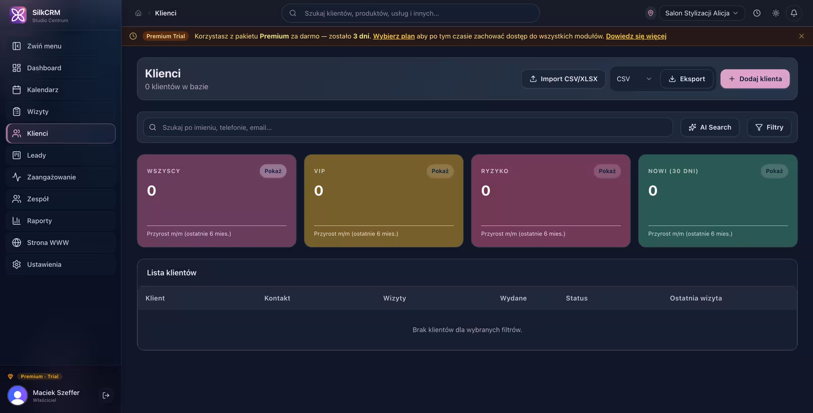 Lista klientek z segmentami RFM
